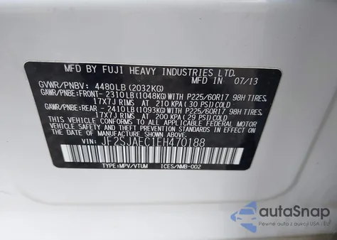 2014 Subaru Forester 2.5I Premium from USA, damaged, VIN JF2SJAEC1EH470188